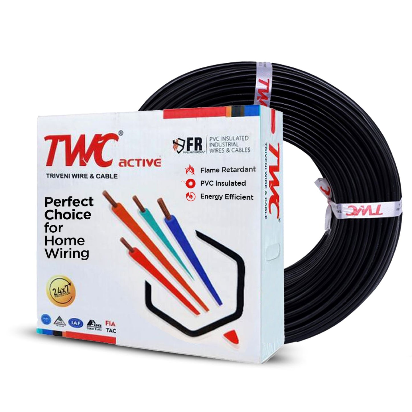 TWC 4 Sqmm Active Single Core Copper Electrical Wire | FR Insulated | 1100V | IS 694 Certified