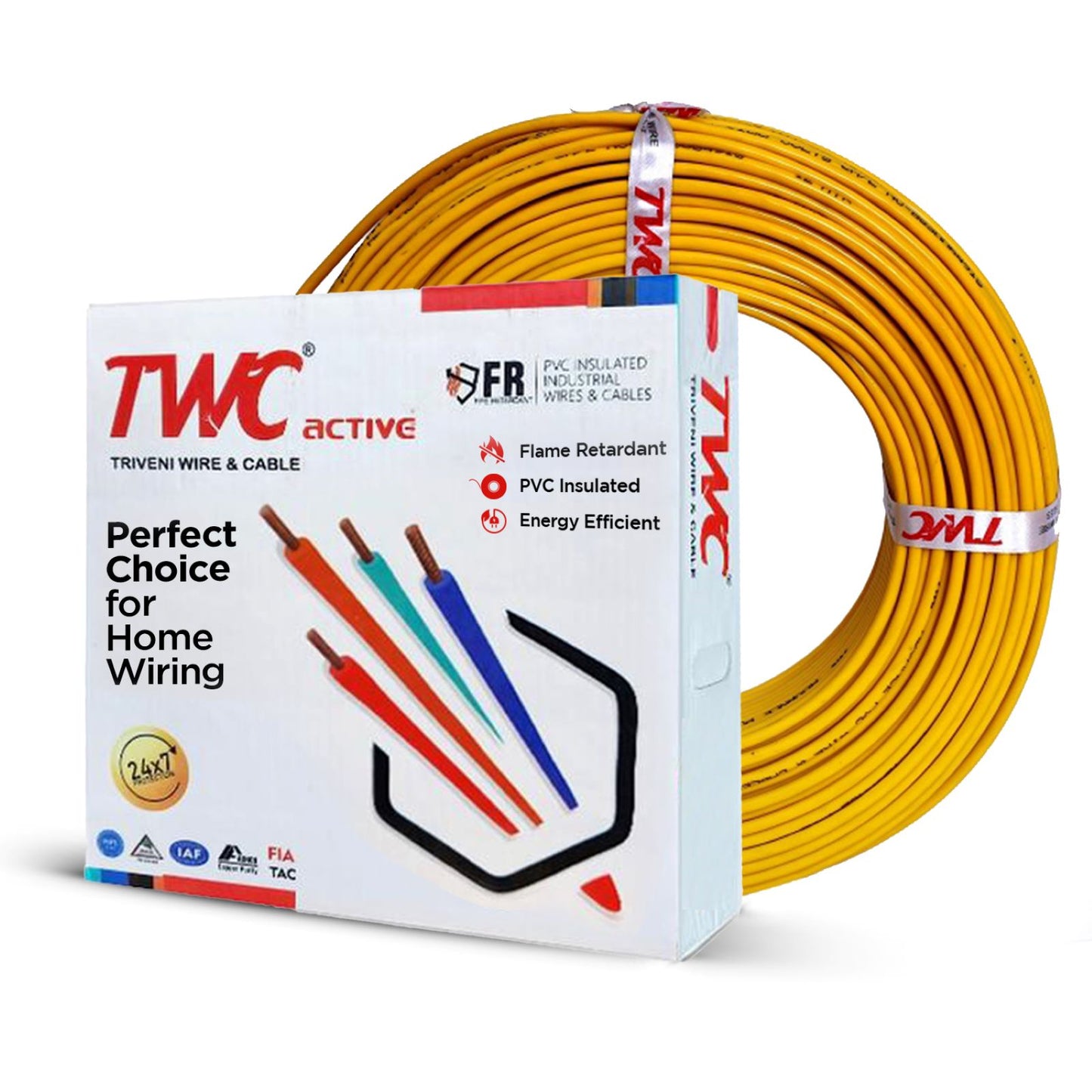 TWC 10 Sqmm Active Single Core Copper Electrical Wire | FR Insulated | 1100V | IS 694 Certified