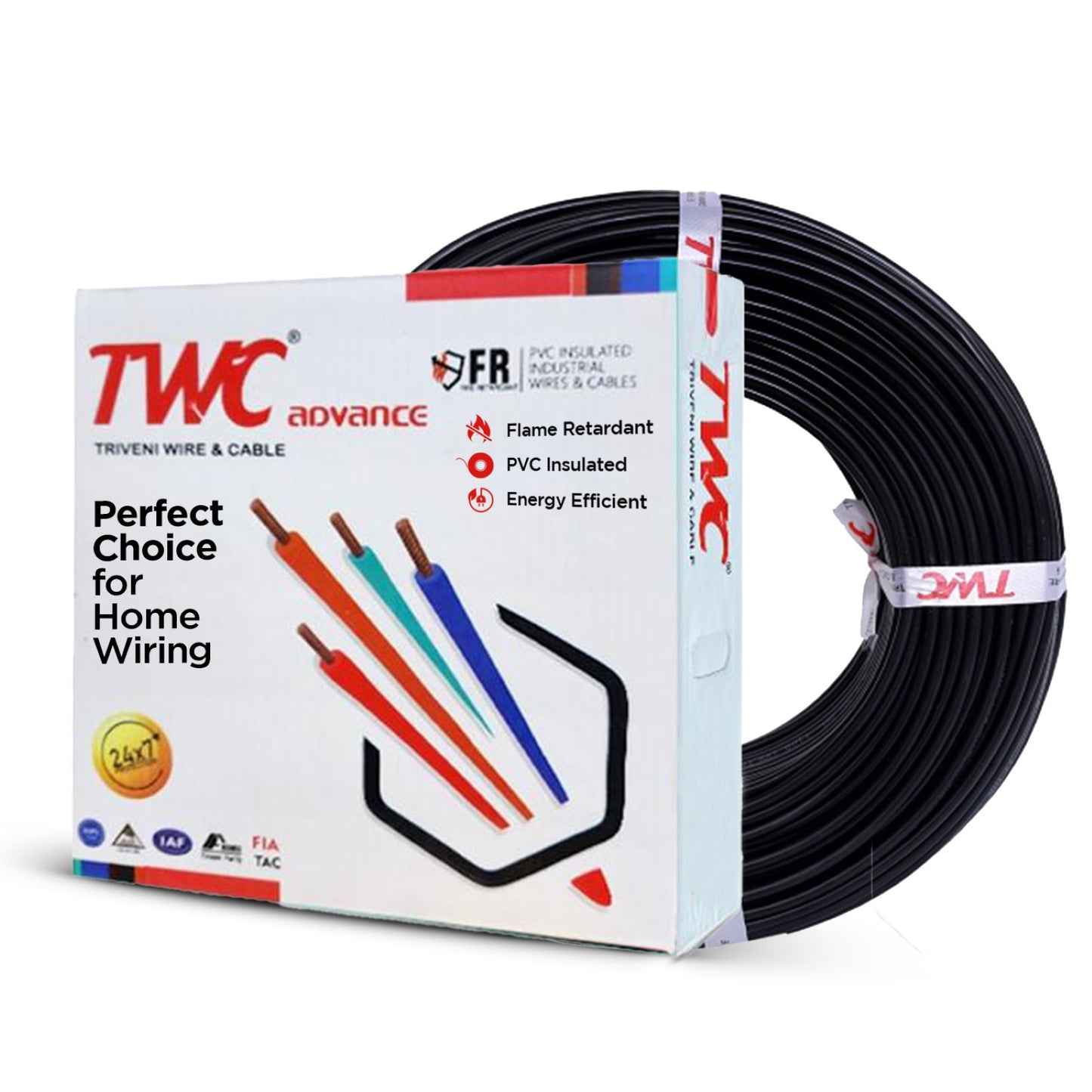 TWC 1 Sqmm Single Core Copper Advance Electrical Wire | FR Insulated | 1100V | IS 694 Certified