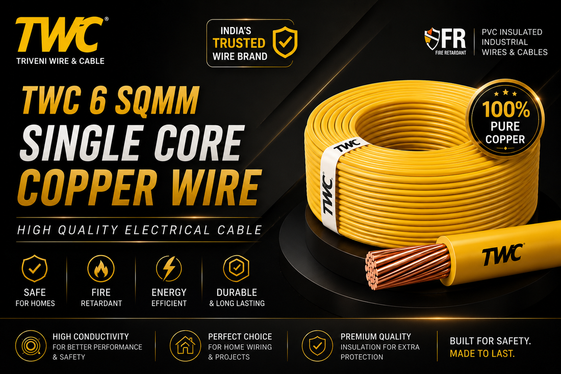 TWC 6 Sqmm Single Core Copper Wire | High-Quality Electrical Cable for Safe & Reliable Wiring