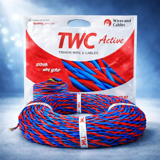 TWC 1 Sqmm Active Flexible Double Core Copper Electrical Wire – 90 Meter | FR Insulated | 1100V | IS 694 Certified | F05 23/76