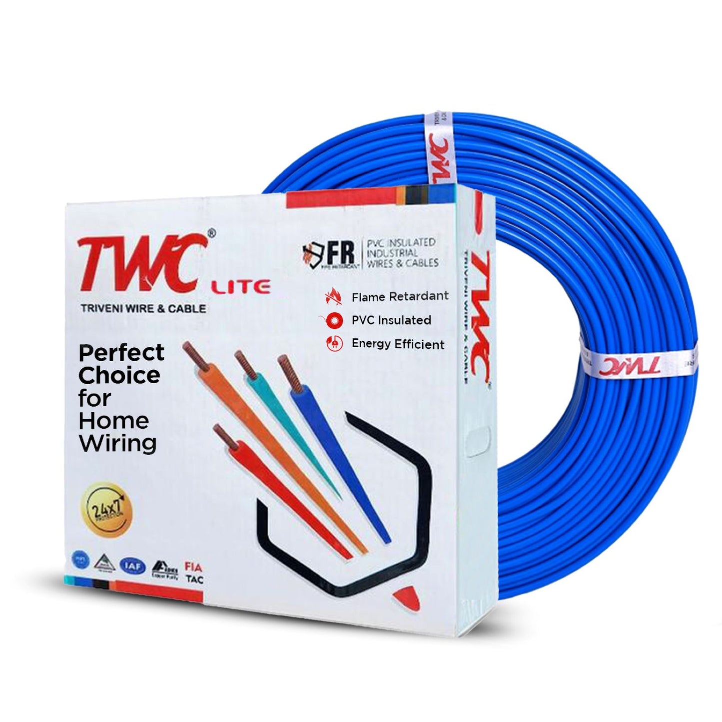 TWC 0.75 Sqmm Lite Single Core Copper Electrical Wire | FR Insulated | 1100V | IS 694 Certified