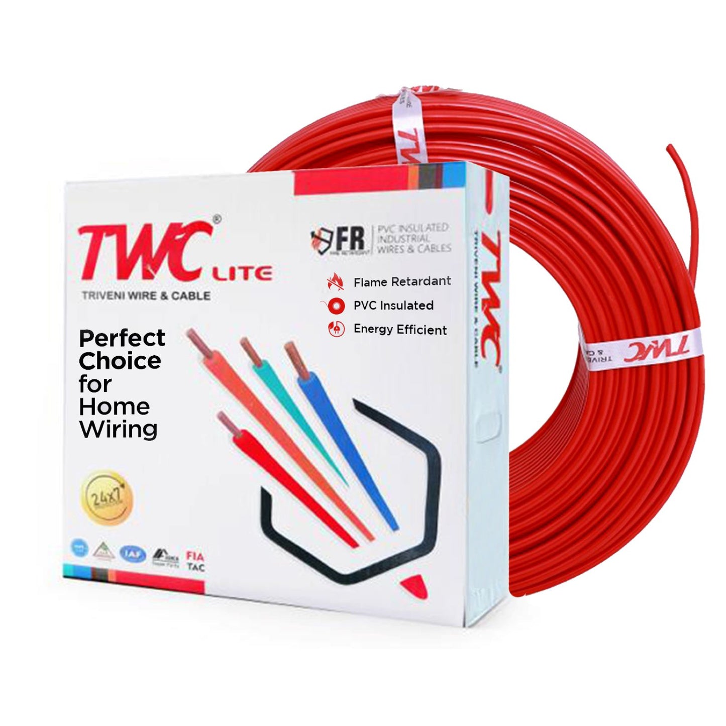 TWC 0.75 Sqmm Lite Single Core Copper Electrical Wire | FR Insulated | 1100V | IS 694 Certified