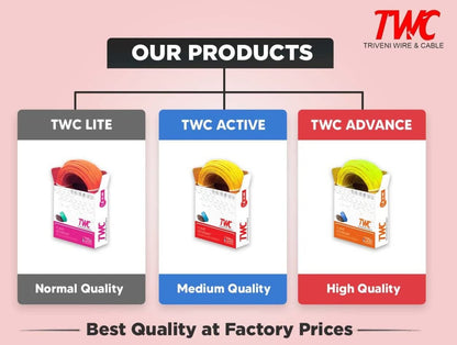 TWC 2.5 Sqmm Active Single Core Copper Electrical Wire | FR Insulated | 1100V | IS 694 Certified
