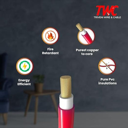 TWC 2.5 Sqmm Active Single Core Copper Electrical Wire | FR Insulated | 1100V | IS 694 Certified