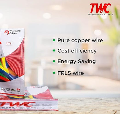 TWC 1 Sqmm Single Core Copper Advance Electrical Wire | FR Insulated | 1100V | IS 694 Certified